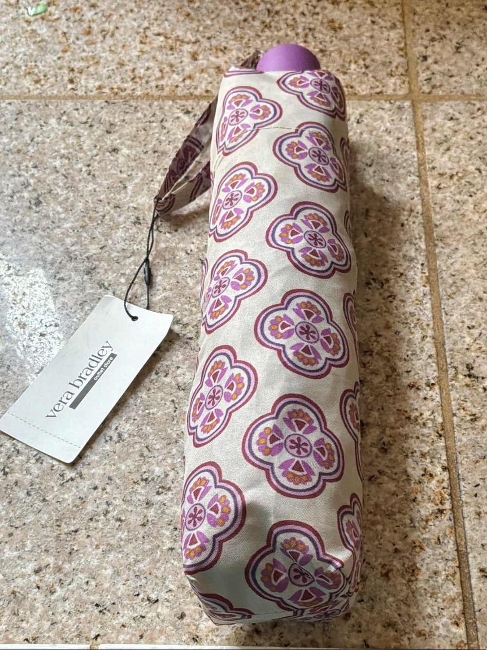 Vera Bradley Lavender Geo Compact Folding Umbrella -